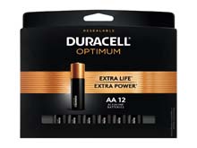 optimum duracell aa batteries piece card pack