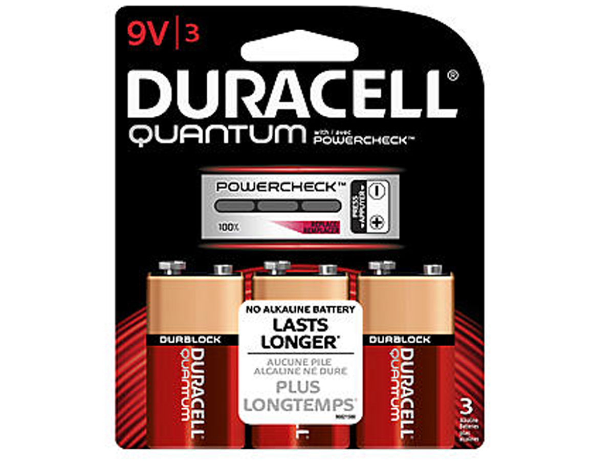 Duracell Quantum QU1604B3 9V Alkaline Batteries with Snap Connectors