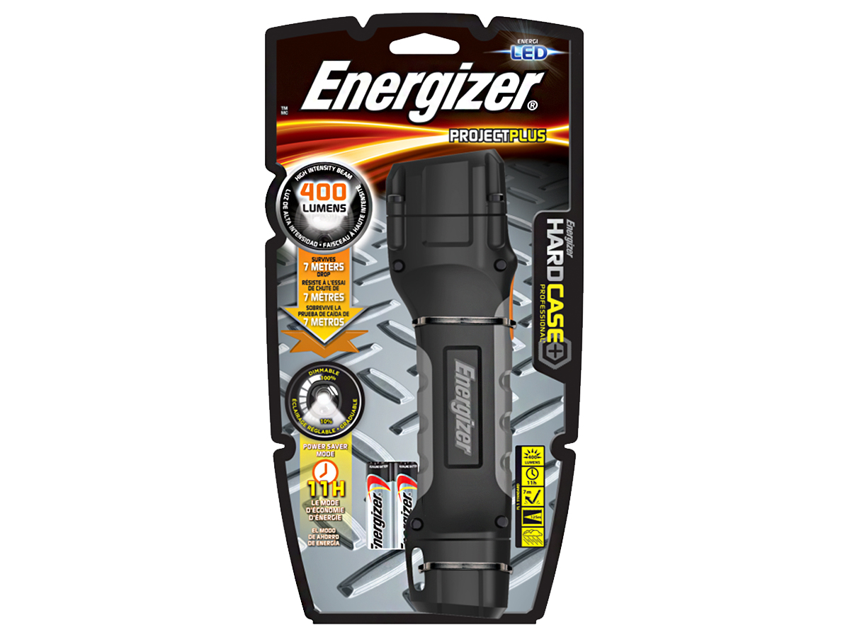 Energizer ProjectPro Hard Case LED Flashlight 400 Lumens Includes 4