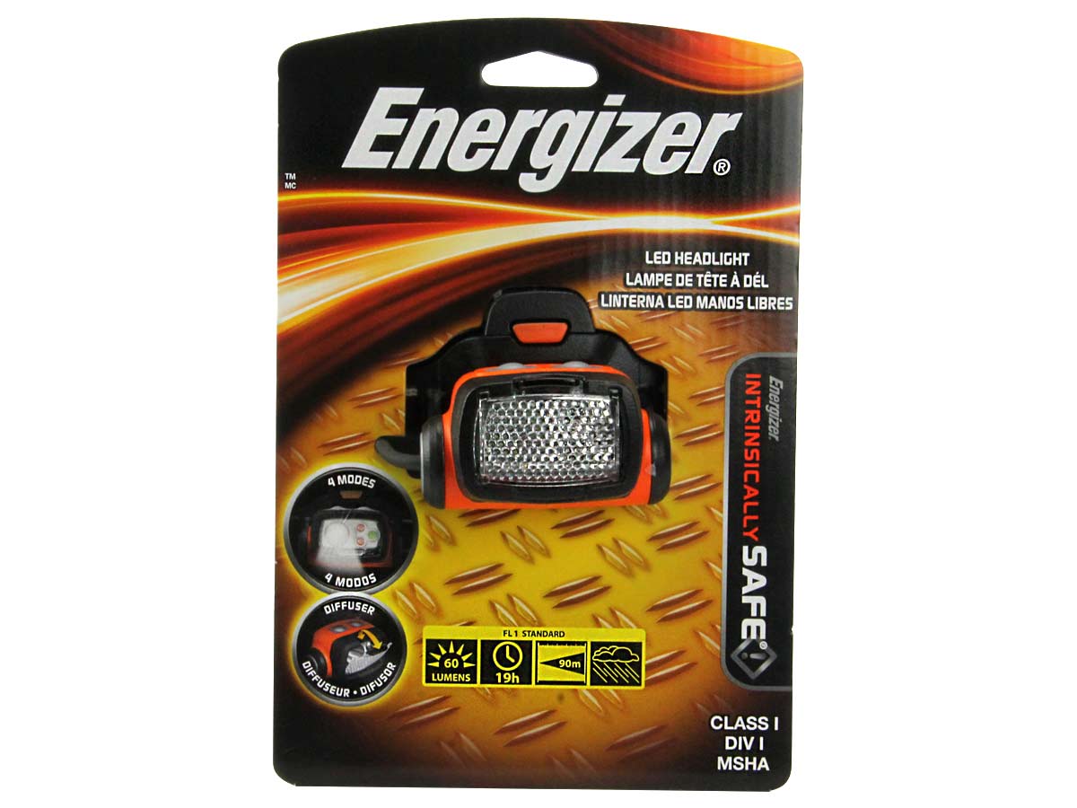 Energizer Intrinsically Safe LED Headlamp 60 Lumens Uses 3 x AAs