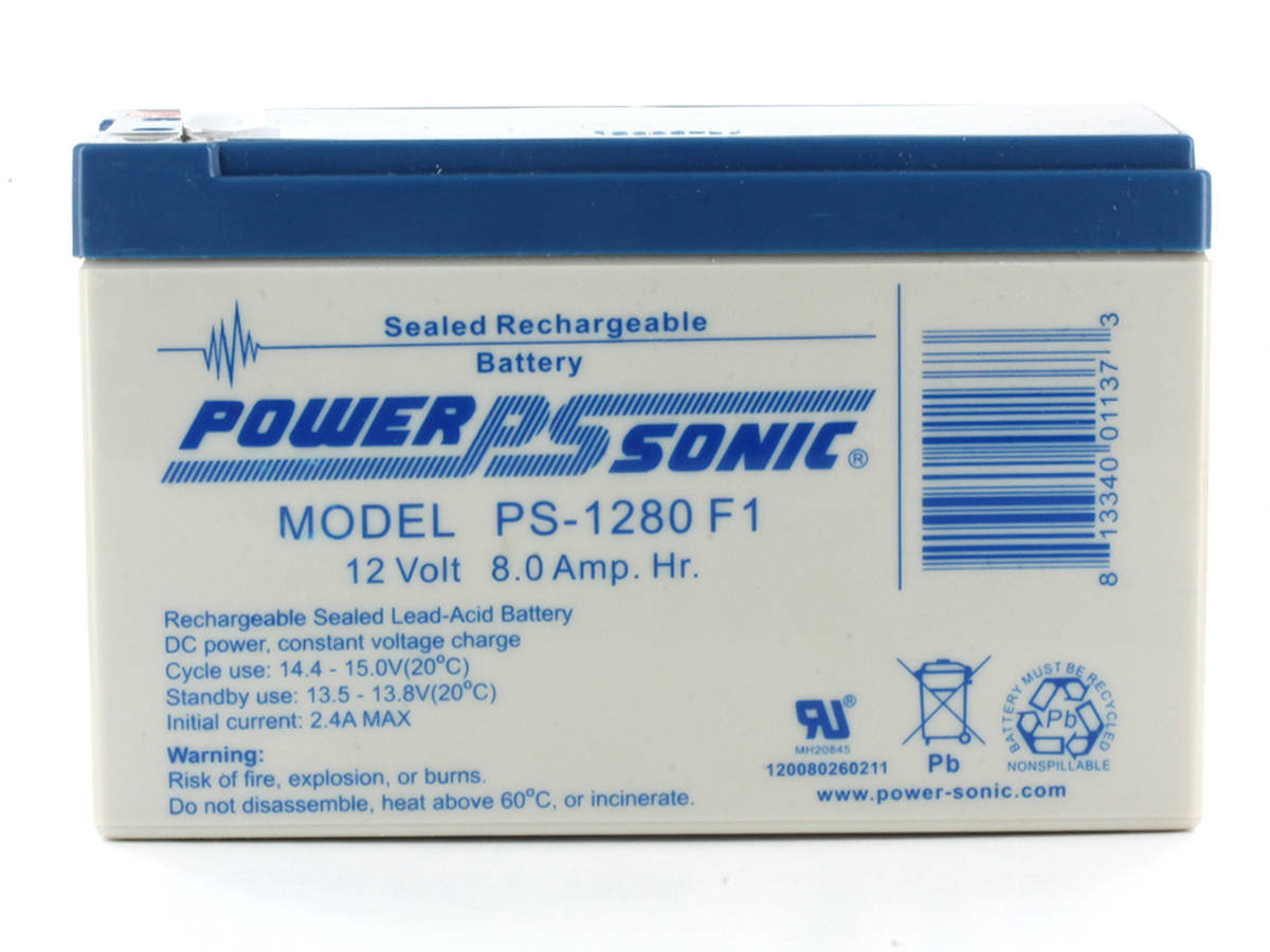 PowerSonic AGM General Purpose PS1280 8Ah 12V Rechargeable Sealed Lead Acid (SLA) Battery F1