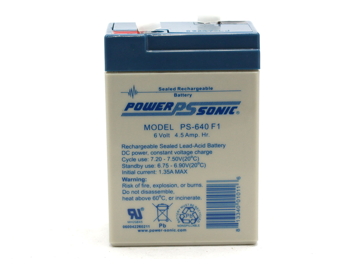 Power-Sonic AGM General Purpose PS-640F 4.5Ah 6V Rechargeable Sealed ...