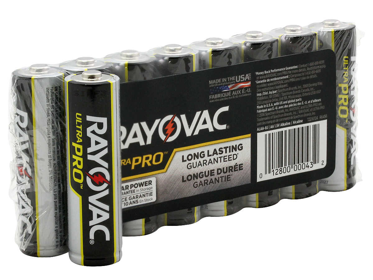 Rayovac Ultra Pro AA Alkaline Batteries 8Pack Shrink Wrapped