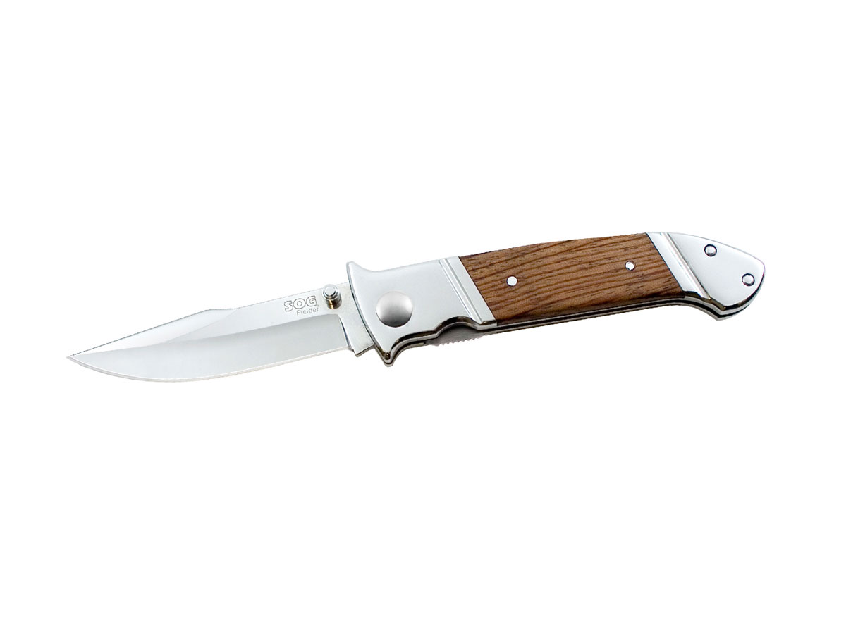 SOG Fielder Folding Knife 3.3inch Straight Edge, Clip Point Mirror