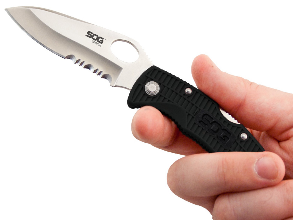 SOG SOGZilla Small Folding Knife 3.8inch Partially Serrated, Clip
